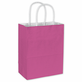 Click on Hot Pink Color-on-White Kraft Shoppers 8 1/4x4 3/4x10 1/2