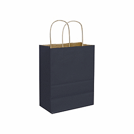 Click on Dark Blue Color-on-Kraft Shoppers to see product details