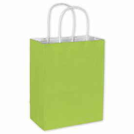 Click on Lime Color-on-White Kraft Shoppers 8 1/4 x 4 3/4 x 10 1/2