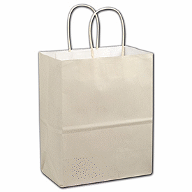 Click on Cream Color-on-White Kraft Shoppers to see product details