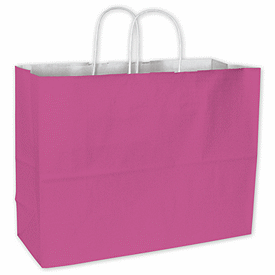 Click on Hot Pink Color-on-White Kraft Shoppers to see product details