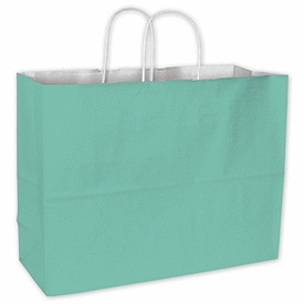 Click on Aqua Color-on-White Kraft Shoppers to see product details