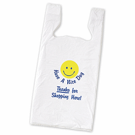 Click on Smiley Pre-Printed T-Shirt Bags to see product details