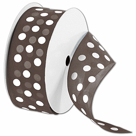 Click on Sheer Brown Ribbon with White Dots to see product details