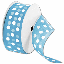 Click on Sheer Turquoise Ribbon with White Dots to see product details