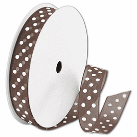 Click on Sheer Brown Ribbon with White Dots to see product details