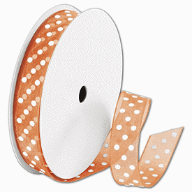 Click on Sheer Orange Ribbon with White Dots to see product details