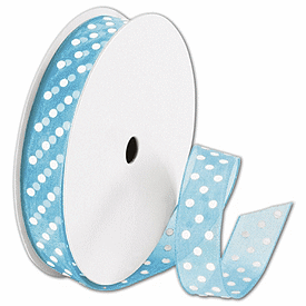 Click on Sheer Turquoise Ribbon with White Dots to see product details
