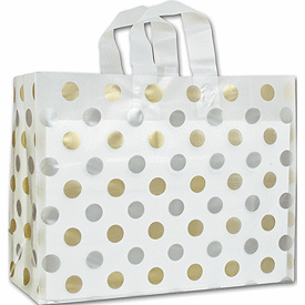 Click on Gold & Silver Dots Clear-Frosted Flex Loop Shoppers to see product details