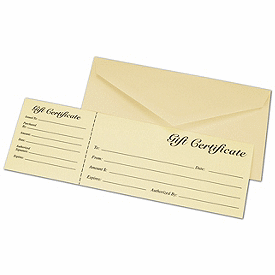 Click on Ivory Gift Certificates w/ Envelopes to see product details