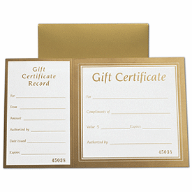 Click on Metallic Gold Square Gift Certificates w/ Folder to see product details