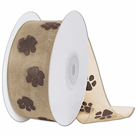 Click on Sheer Chocolate Paws on Tan Ribbon to see product details